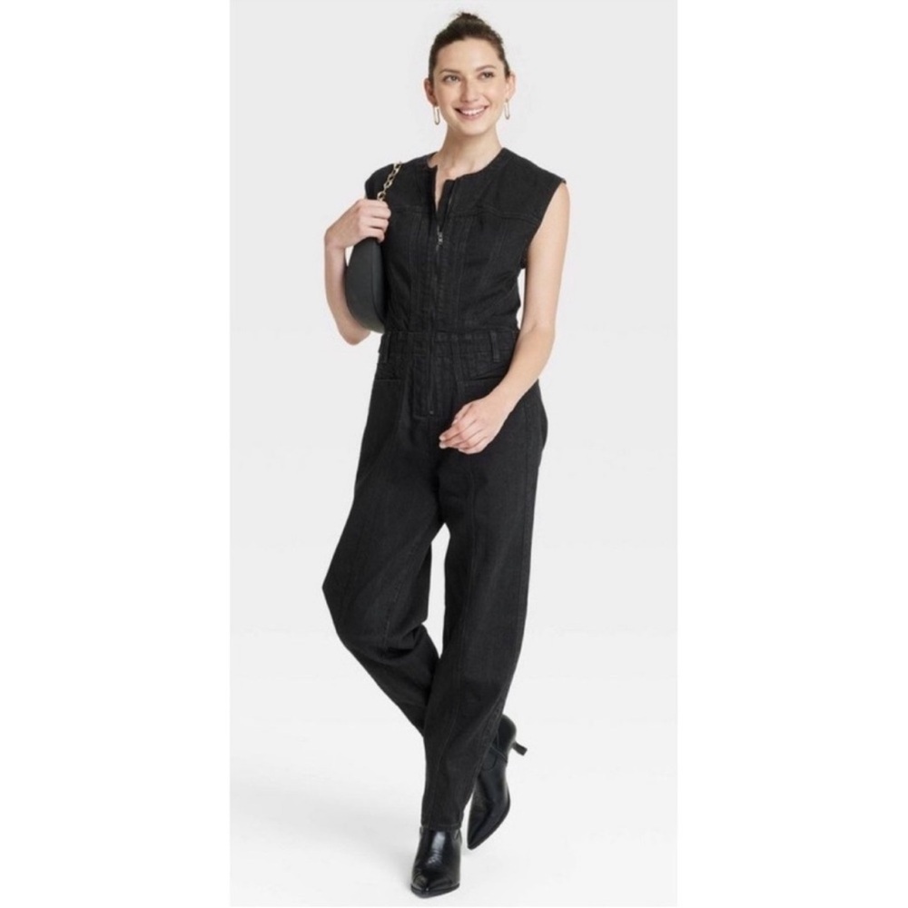 Universal Thread Women’s Sleeveless Denim Jumpsuit - Black Size 16 NWOT